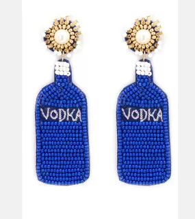 BLUE SEED BEAD VODKA EARRINGS