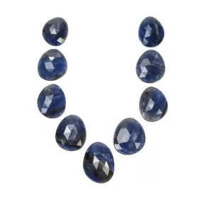 BLUE Silver SAPPHIRE Gemstone Rose Cut : 27.20cts Natural Untreated Unheated Sapphire Uneven Shape 10*8mm - 12*9mm 9pcs (With Video)