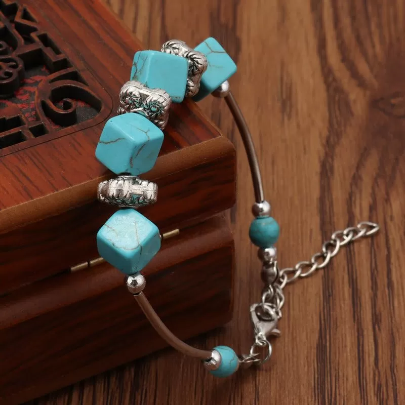 Blue Turquoise Cube Bracelet