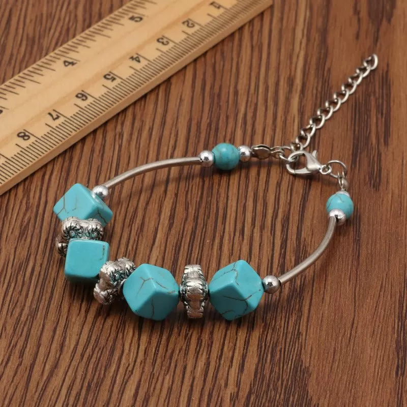 Blue Turquoise Cube Bracelet