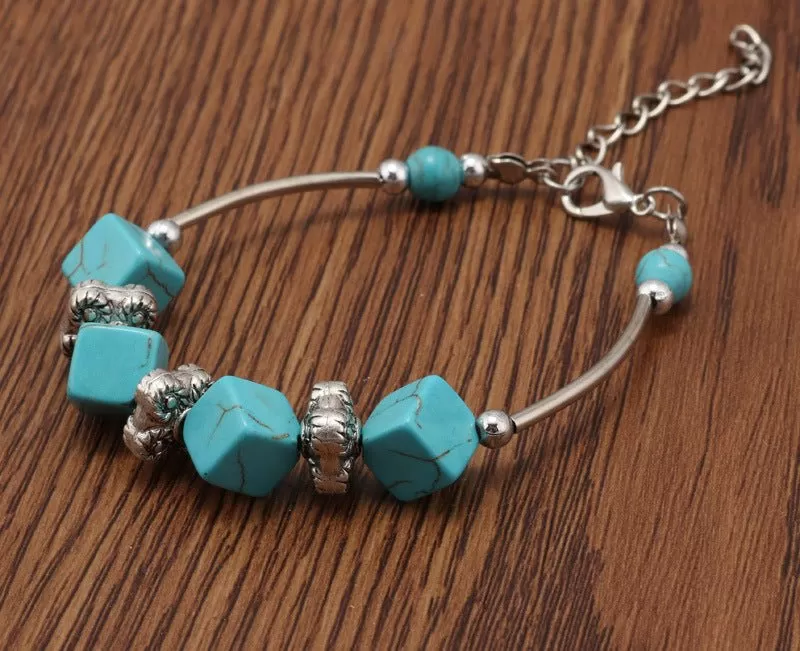 Blue Turquoise Cube Bracelet