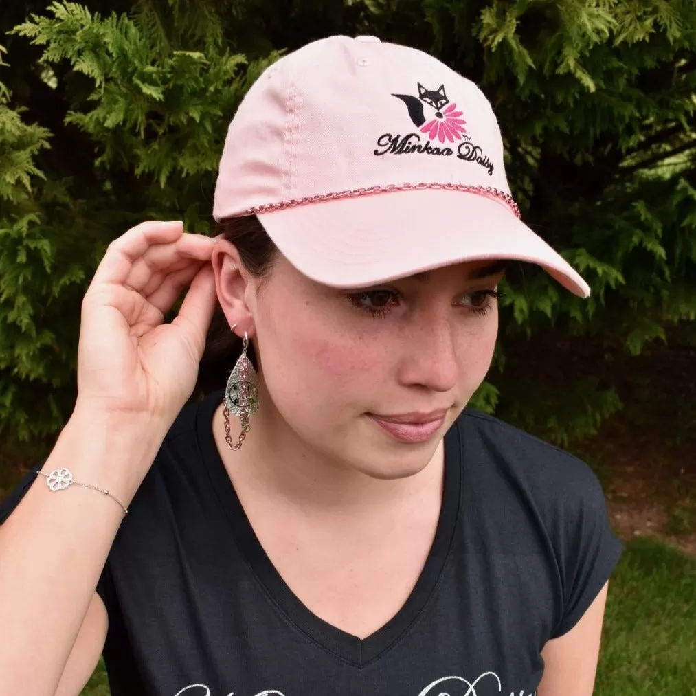 Blush Hat with Pink Chain