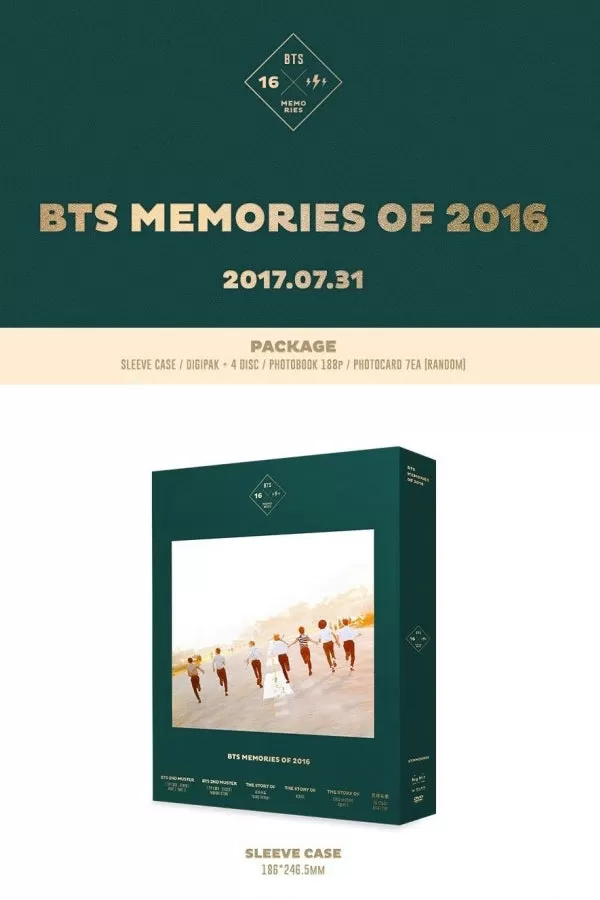 BTS MEMORIES of 2016 DVD 4 DISC Kpop Bangtan Boys Photobook card