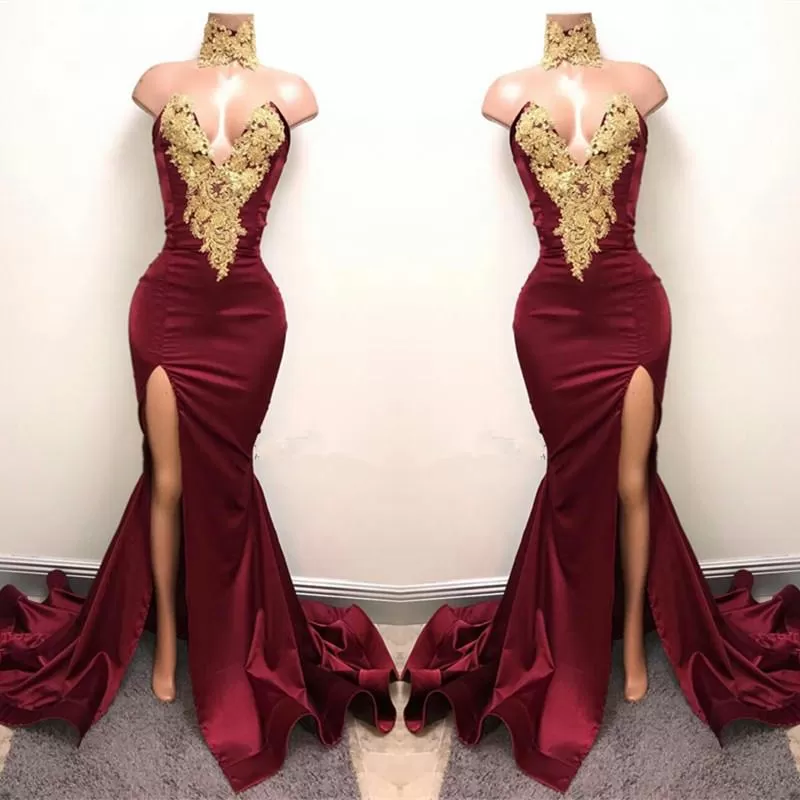 Burgundy Mermaid Prom Dress Cheap Long Prom Dress #ER016