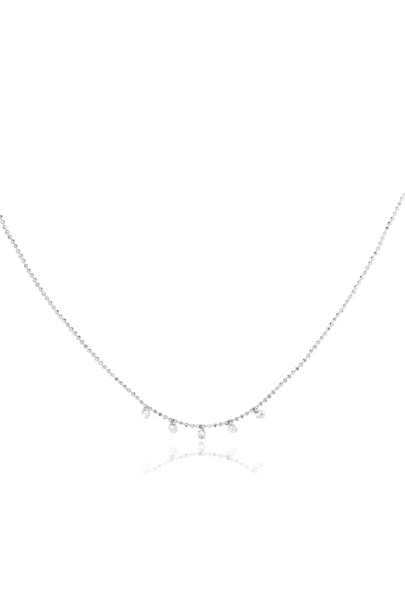 Celeste 5 Floating Diamond Necklace in White Gold