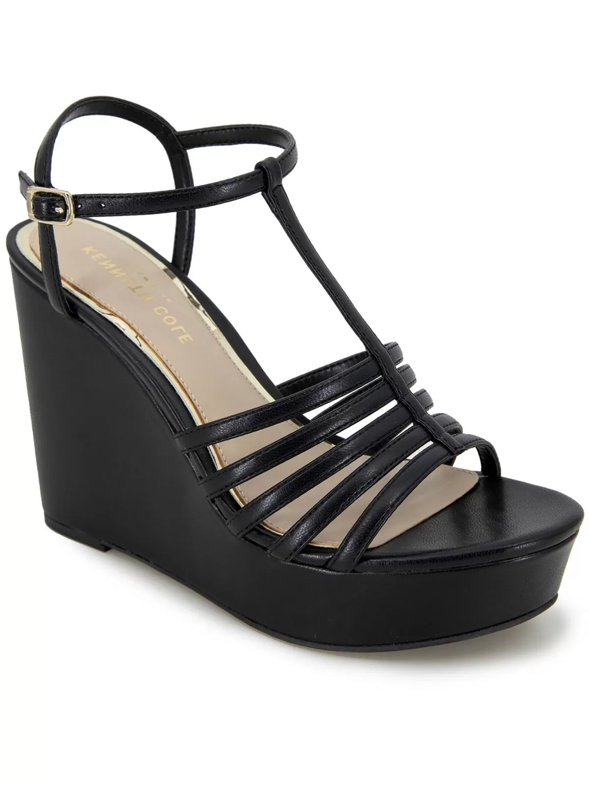 CELIA Womens Faux Leather Wedge Sandals