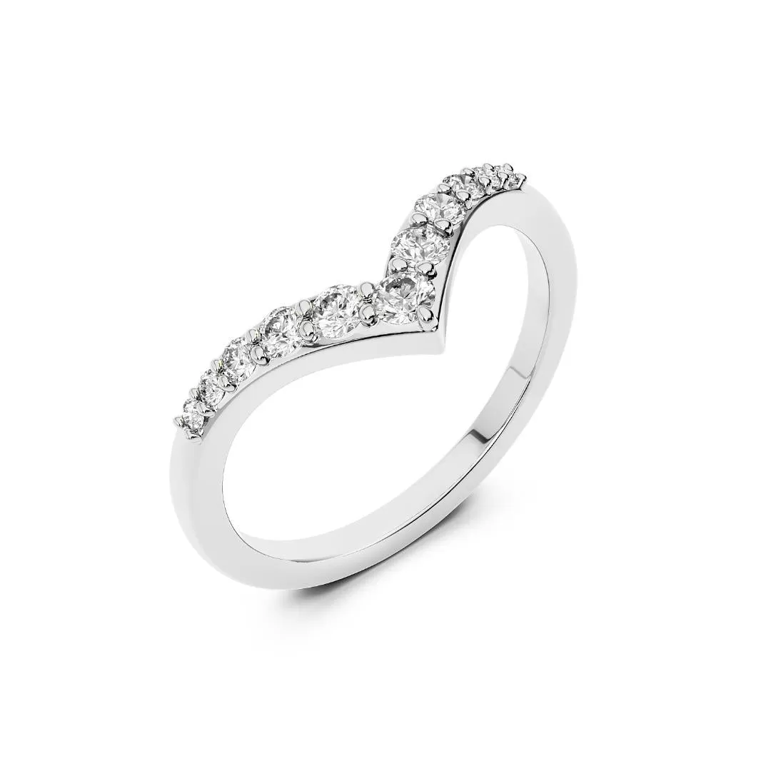 Chorost & Co. Private Collection 14K White Gold 0.25ct Diamond Graduating Chevron Ring