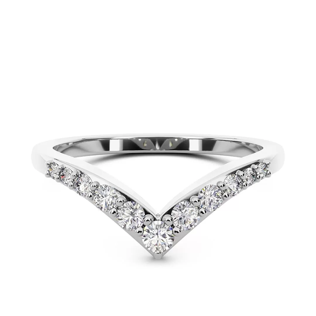 Chorost & Co. Private Collection 14K White Gold 0.25ct Diamond Graduating Chevron Ring