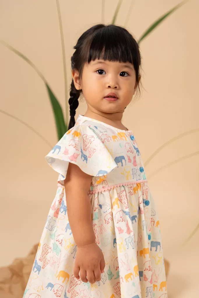 Claire Dress - Colourful Elephants