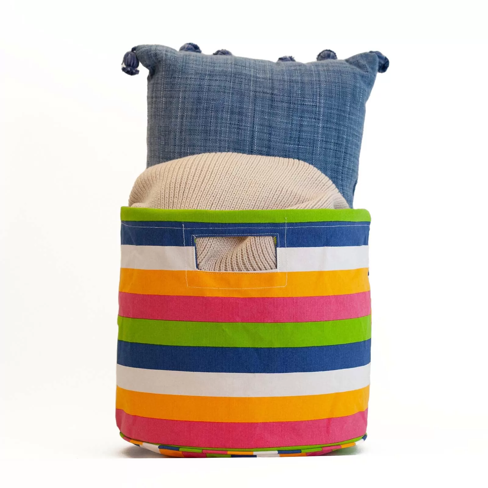 Coastal Stripe Canvas Basket