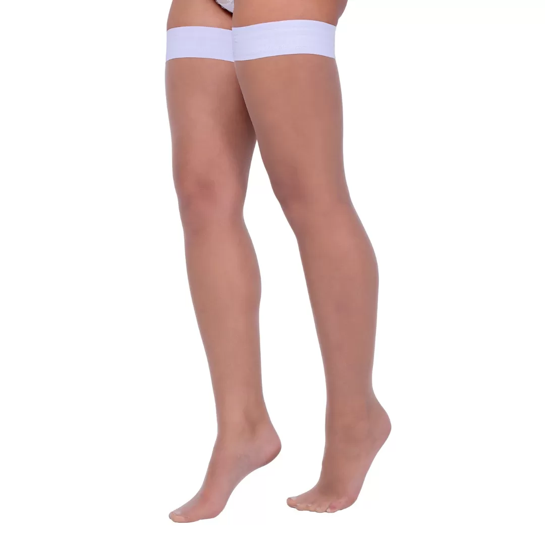 Coloured Stay Up Stockings -White