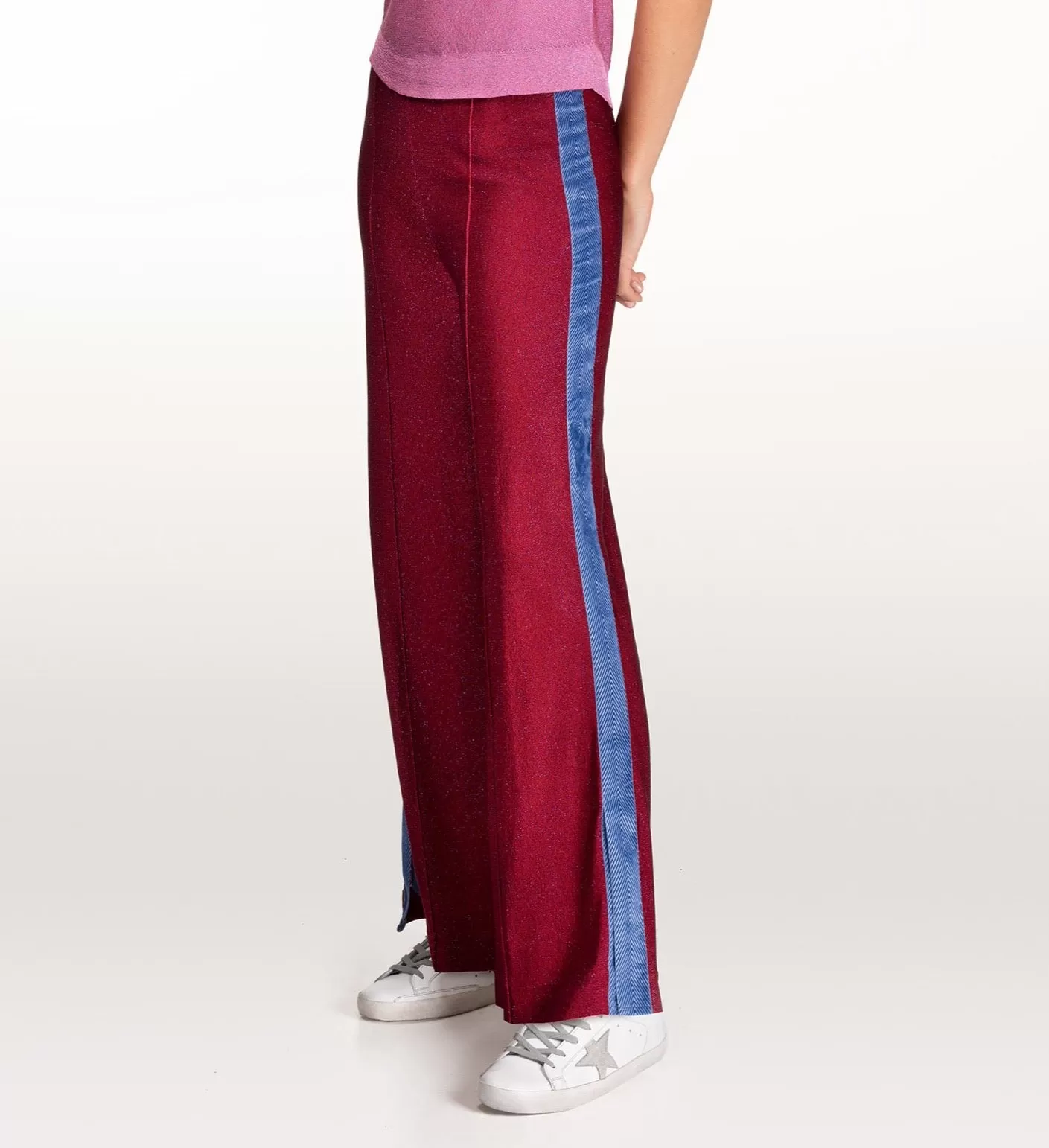 Cressida red lurex trousers