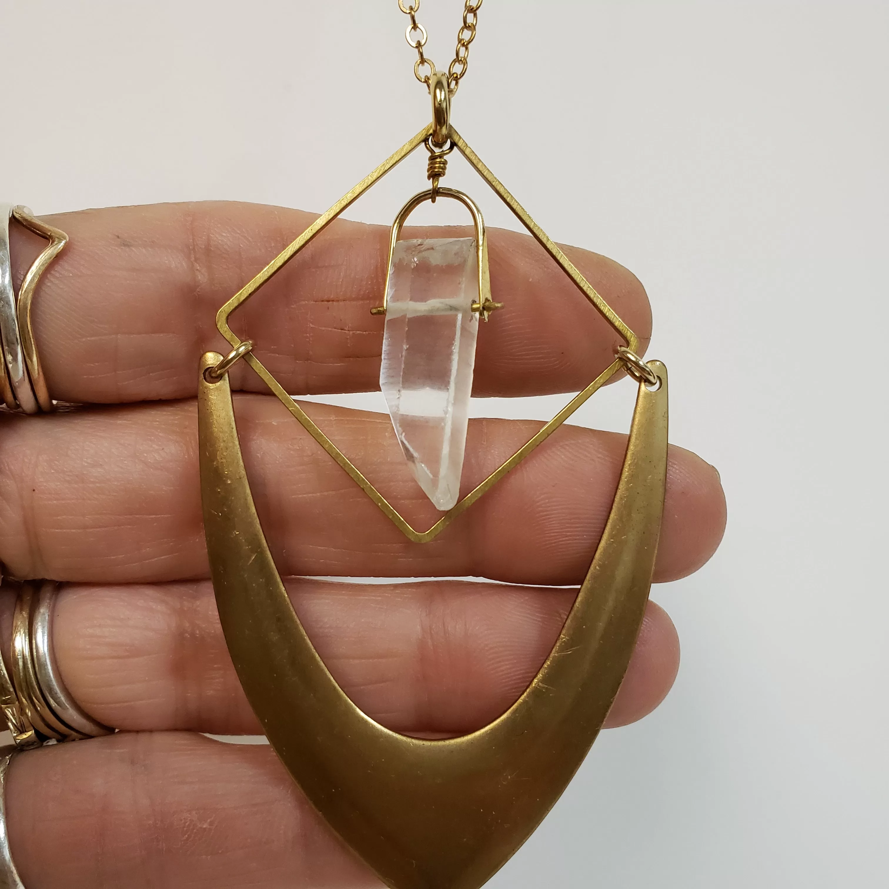 Crystal Quartz Point Chevron Necklace