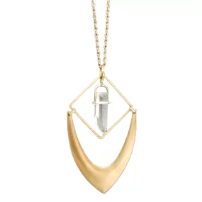 Crystal Quartz Point Chevron Necklace