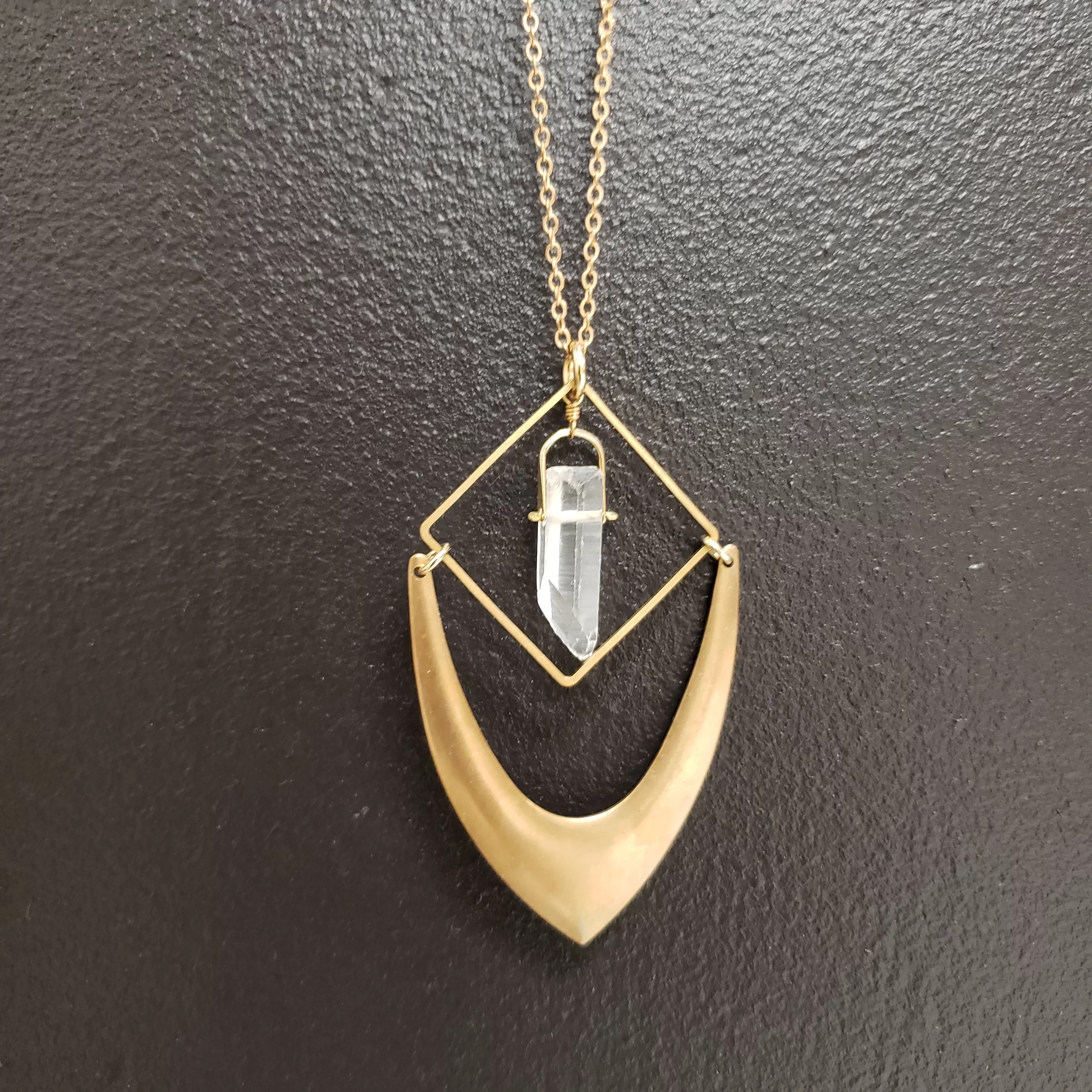 Crystal Quartz Point Chevron Necklace