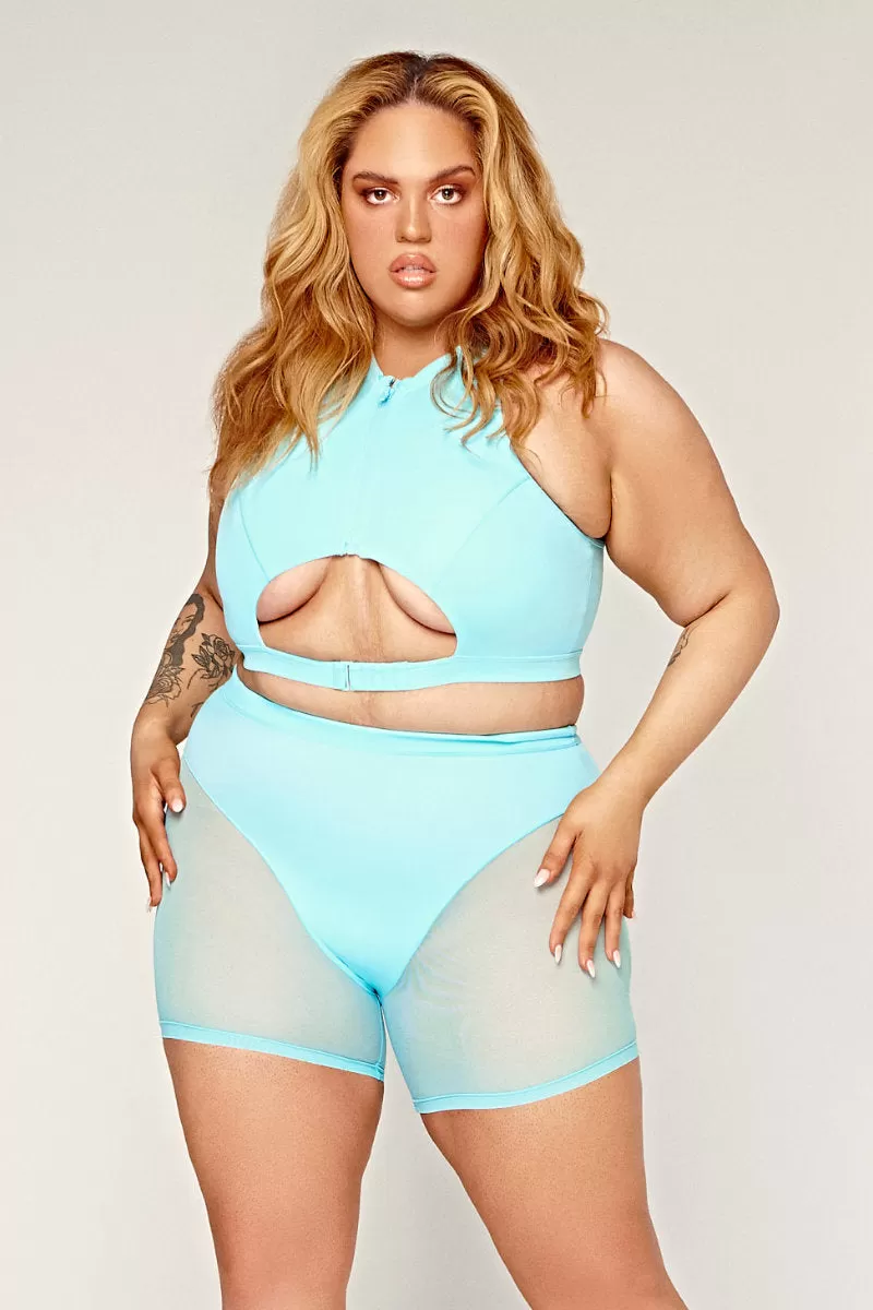 CXIX Dollhaus Mesh Biker Shorts - Blue