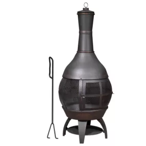 Dellonda DG112 Deluxe 360° Chiminea/Fire Pit Antique Bronze Finish