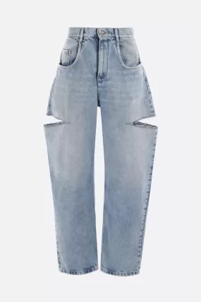 denim wide-leg jeans with cut-out