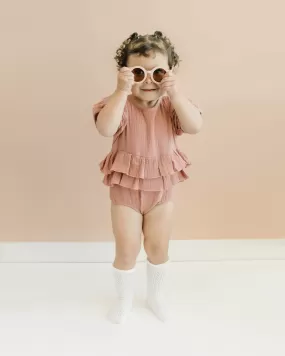 Double Ruffle Muslin Romper