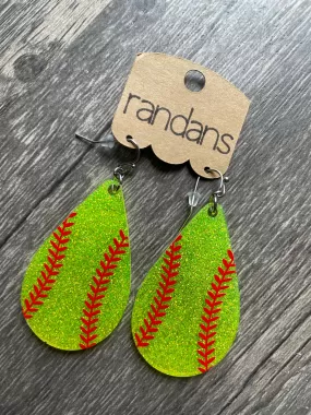 “Dug Out Diva” Softball Sparkly Glitter Handcrafted Resin Earrings