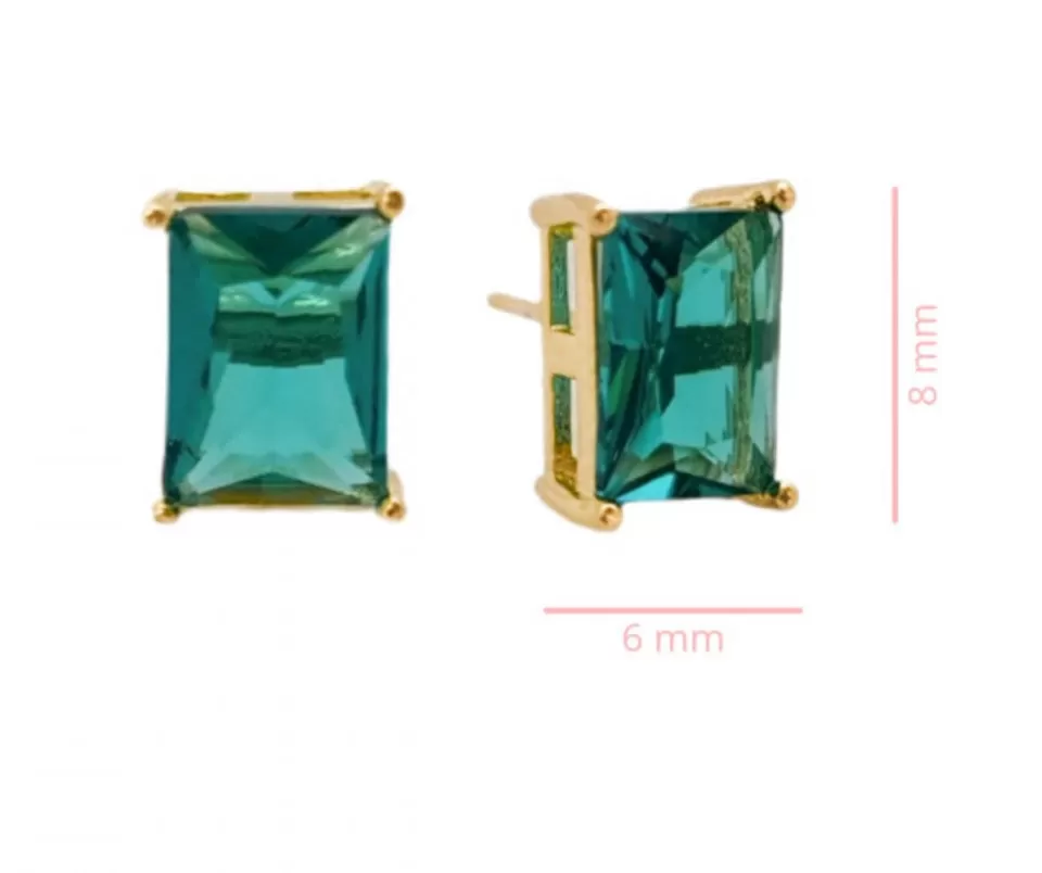 EARRING RECTANGLE TURMALINA COLOR CRYSTAL