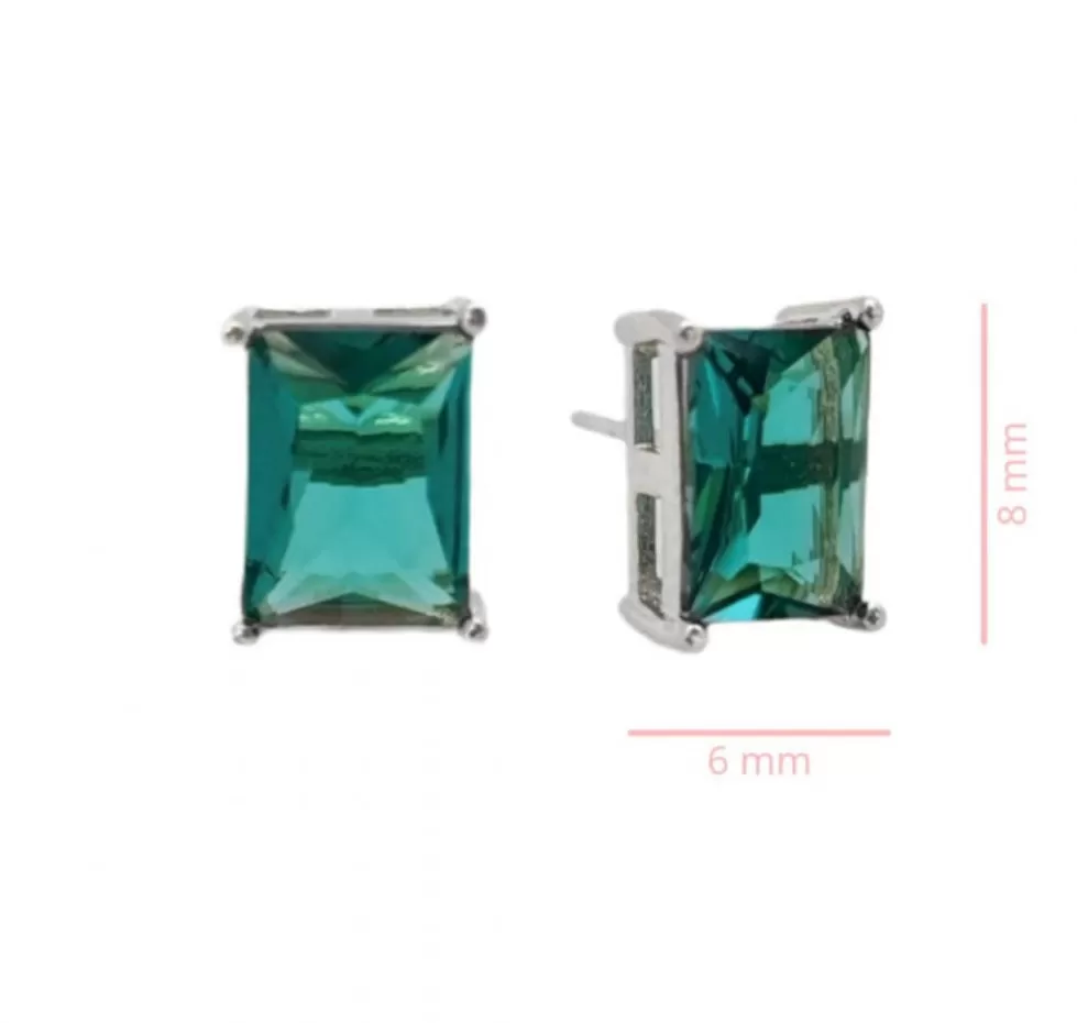 EARRING RECTANGLE TURMALINA COLOR CRYSTAL