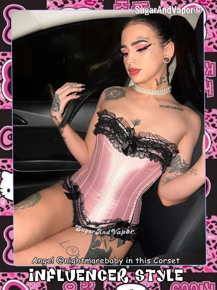 Elissa Princess Black Pink Corset Top