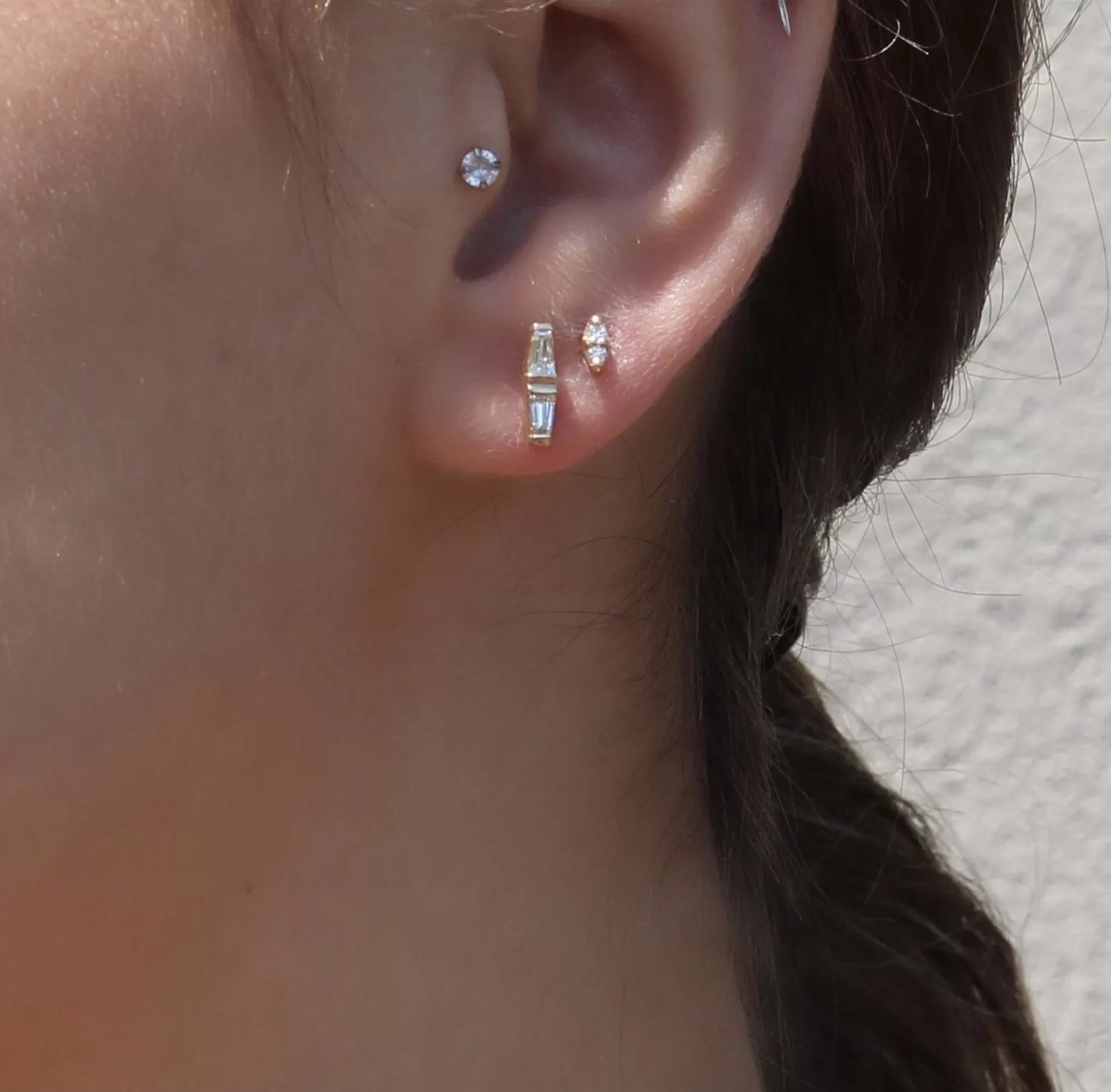 Elle - Diamond Bar Stud Earrings