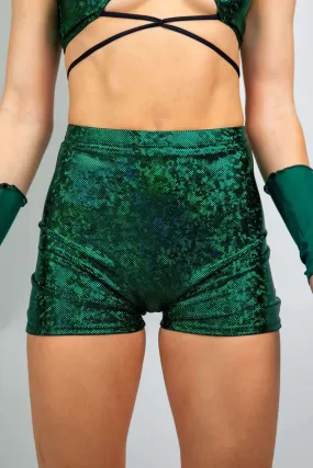 Emerald Holo High Waist Shorts