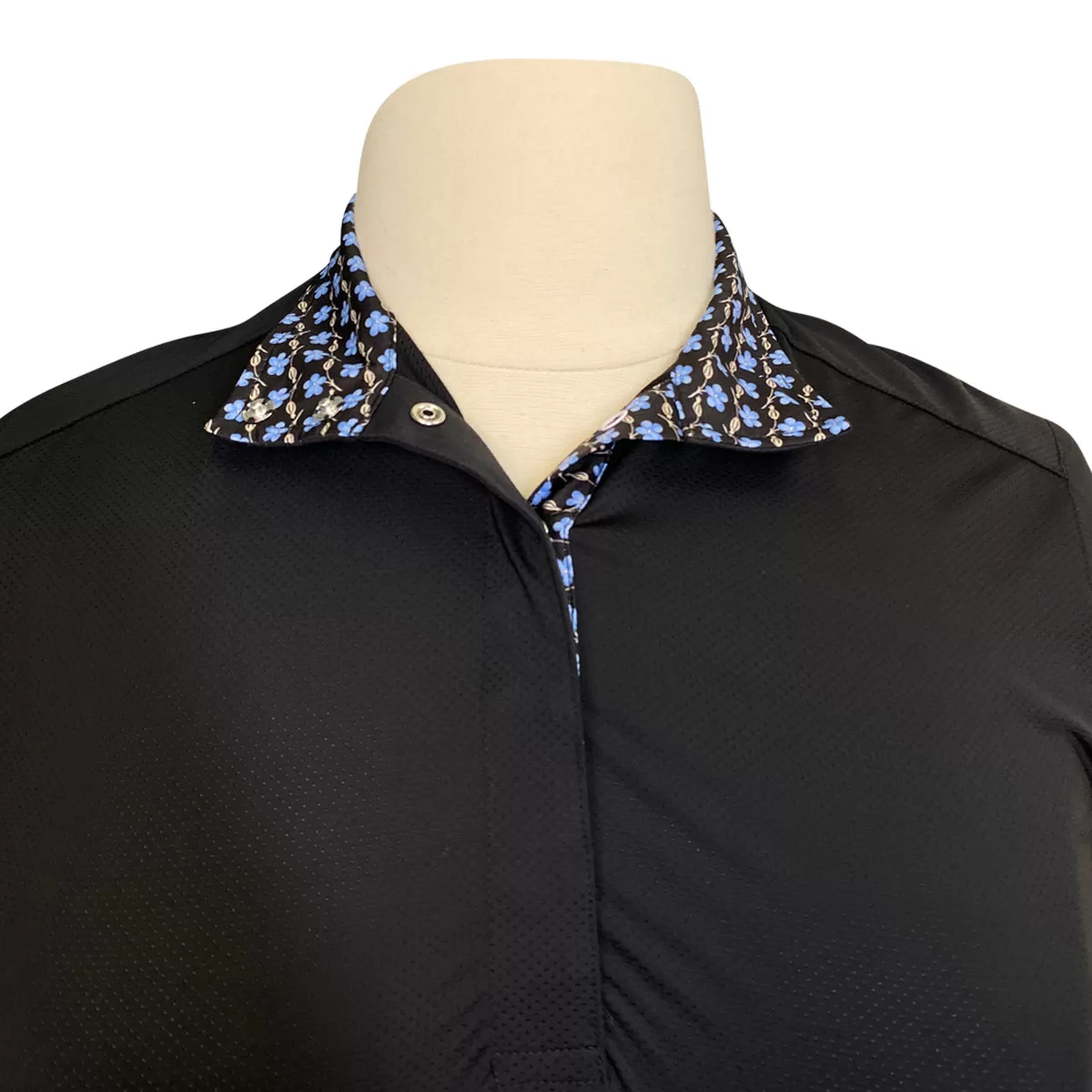 Essex Classics 'Talent Yarn' Show Shirt in Black / Blue Flowers - Women's Small