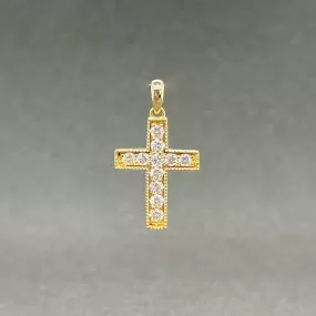 Estate 14K Y Gold 0.36ctw G/SI2-I1 Diamond Cross Pendant