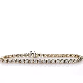 Estate 14k Yellow Gold 7.25 Diamond Tennis Bracelet