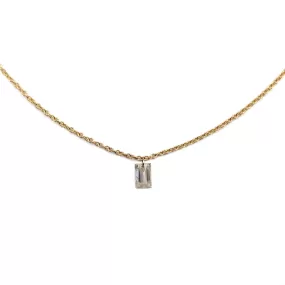 Floating Diamond Necklace, Single Baguette