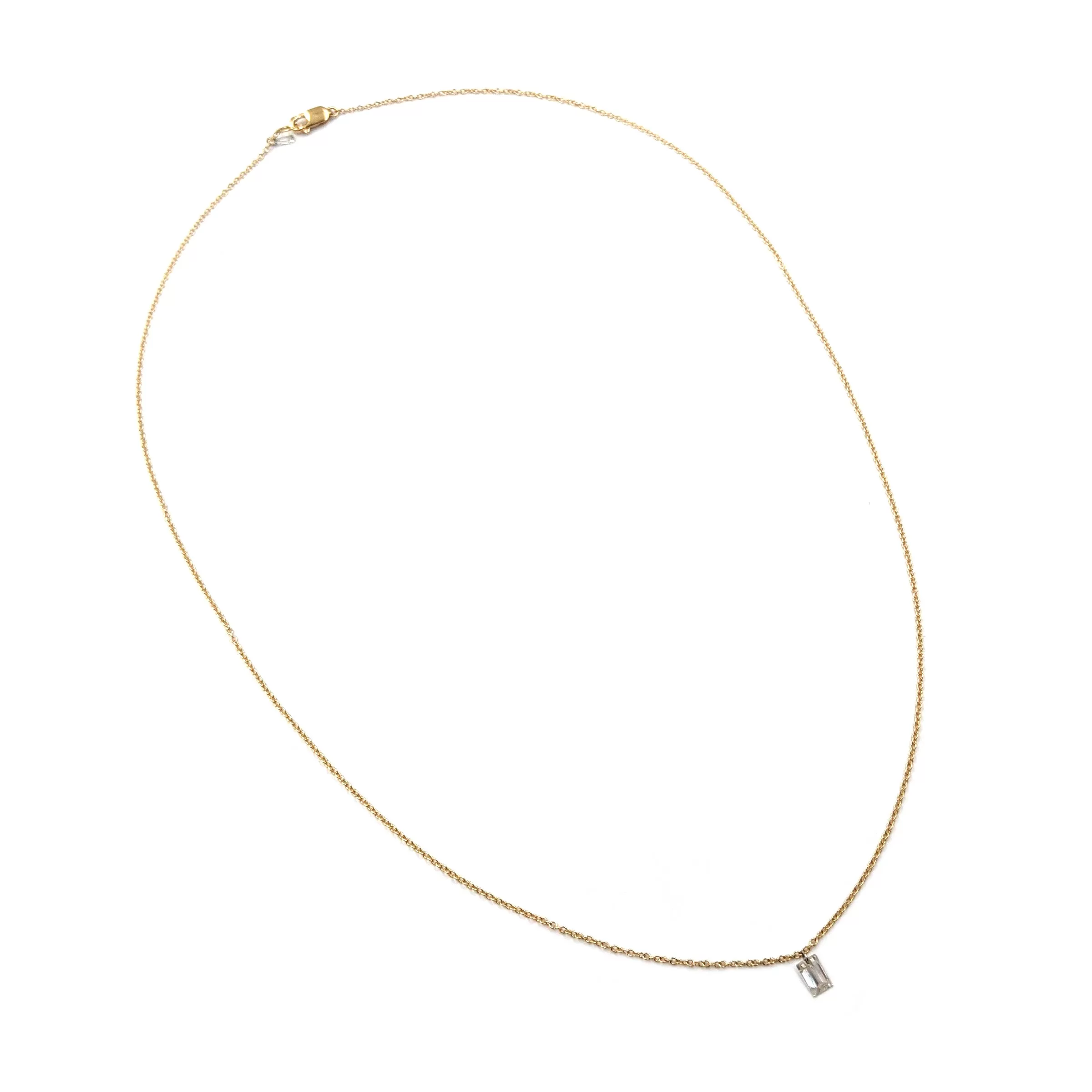 Floating Diamond Necklace, Single Baguette