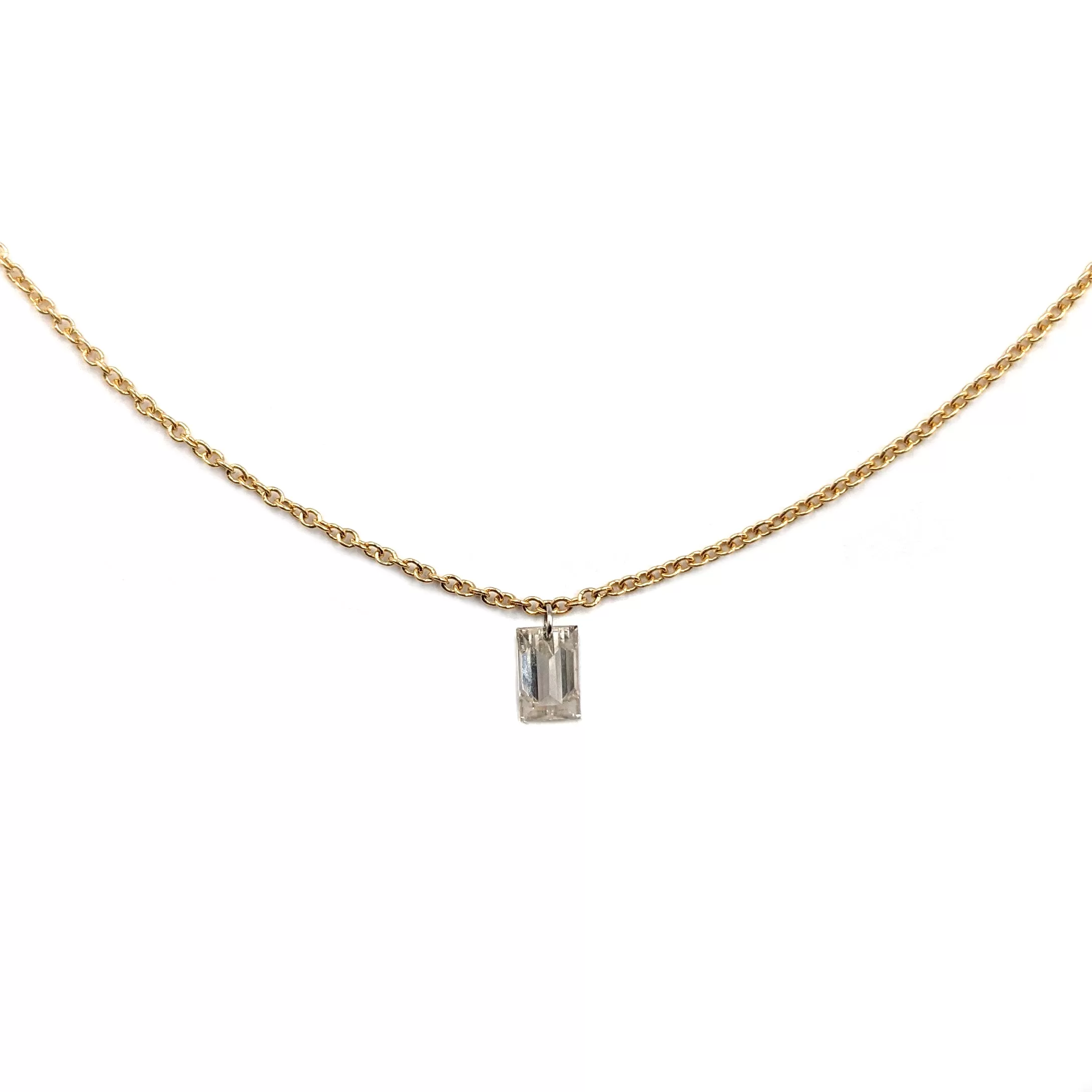 Floating Diamond Necklace, Single Baguette