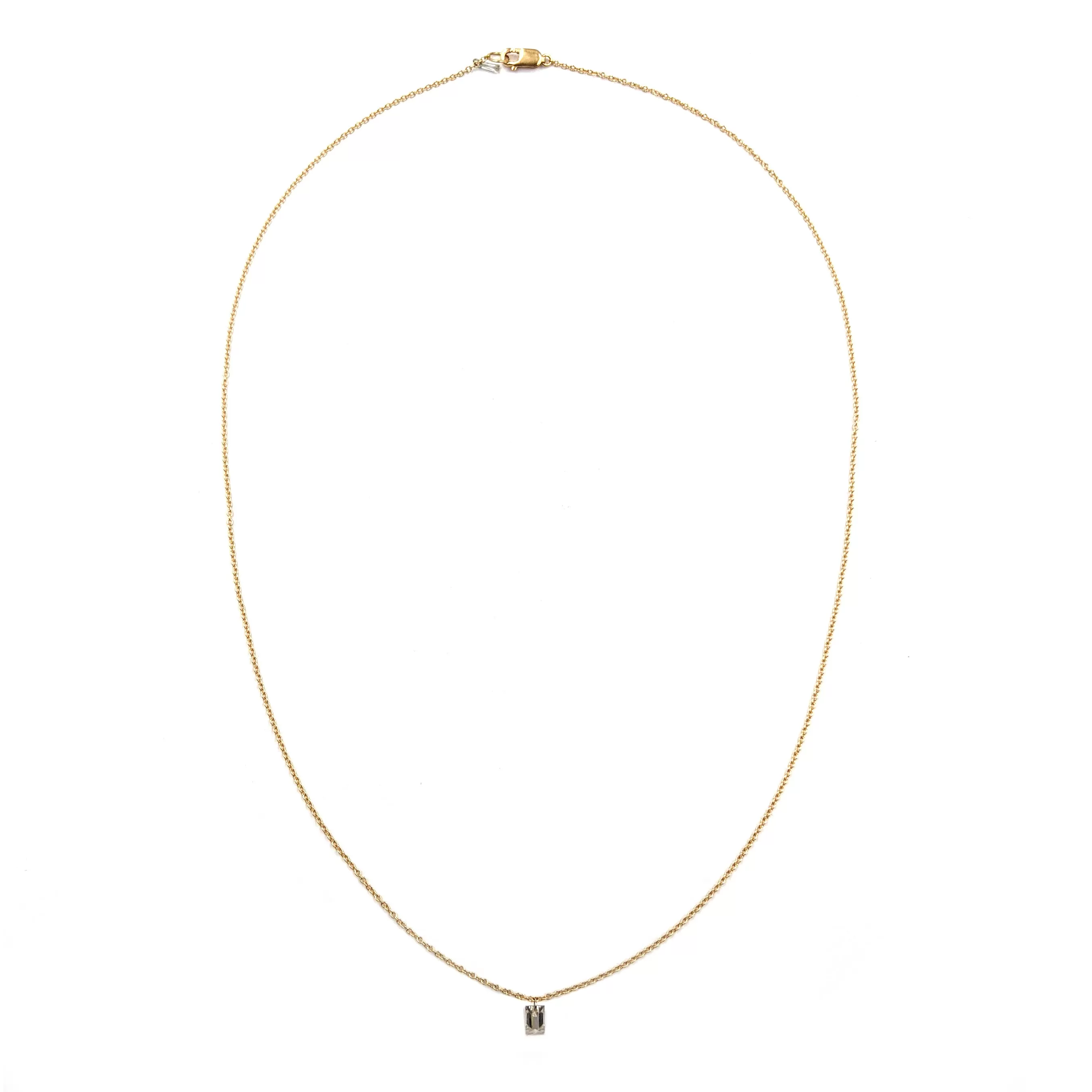 Floating Diamond Necklace, Single Baguette