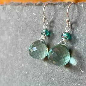 Fluorite Green Quartz Onion Dangle Earrings