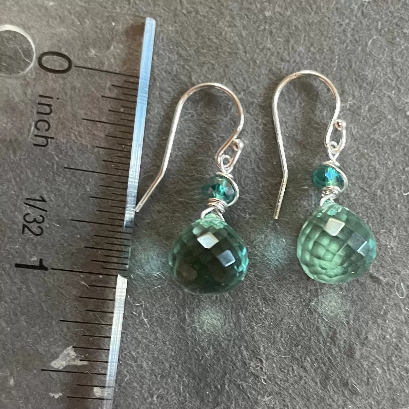 Fluorite Green Quartz Onion Dangle Earrings