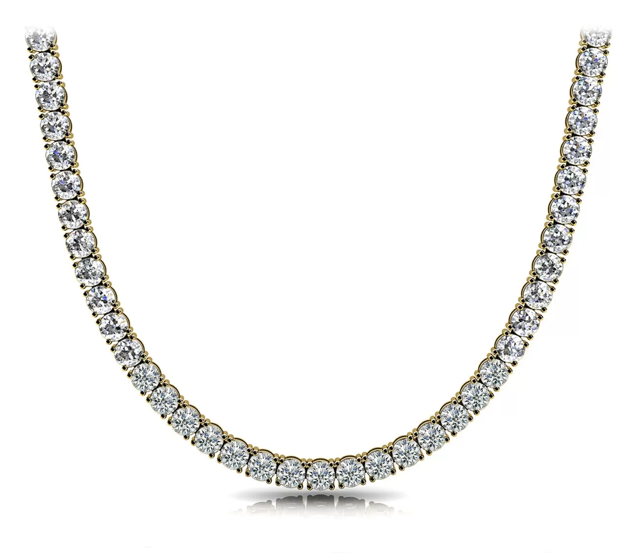 GALE 40 Carat Diamond Tennis Necklace in 18K Yellow Gold 4 prong set GIA Graded 50 pointer H Color I1 Clarity BY MIKE NEKTA