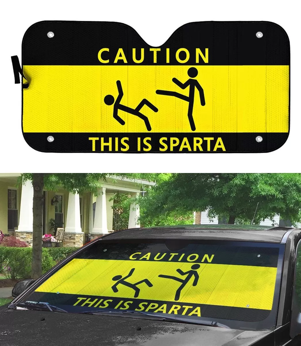 Gearhuman 3D Caution This Is Sparta Auto Sunshade