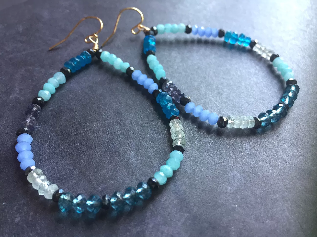 Gemmie Blues Hoop Earrings, metal choices