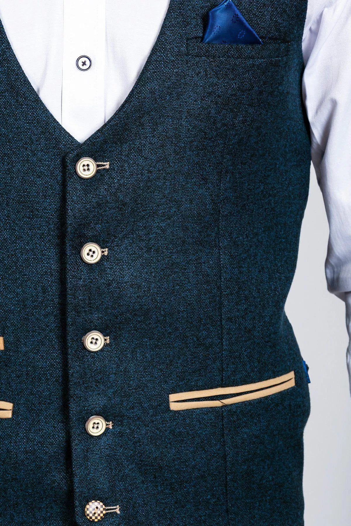 GLEN - Navy Tweed Waistcoat