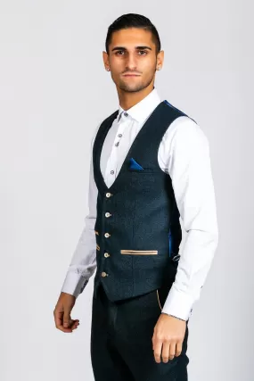 GLEN - Navy Tweed Waistcoat