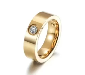 Gold Band Ring With Crystal