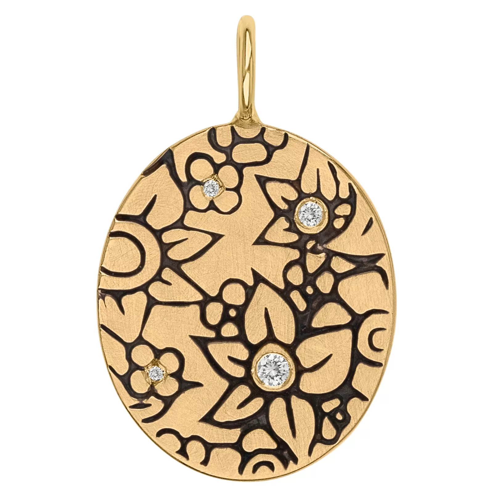 Gold Flowers Oval Charm