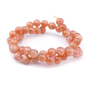 Golden Sunstone Natural 8mm Round AA Grade - 15-16 Inch