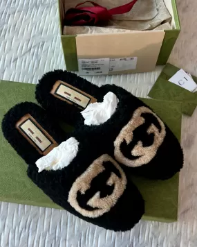 Gucci GG Shearling Mules