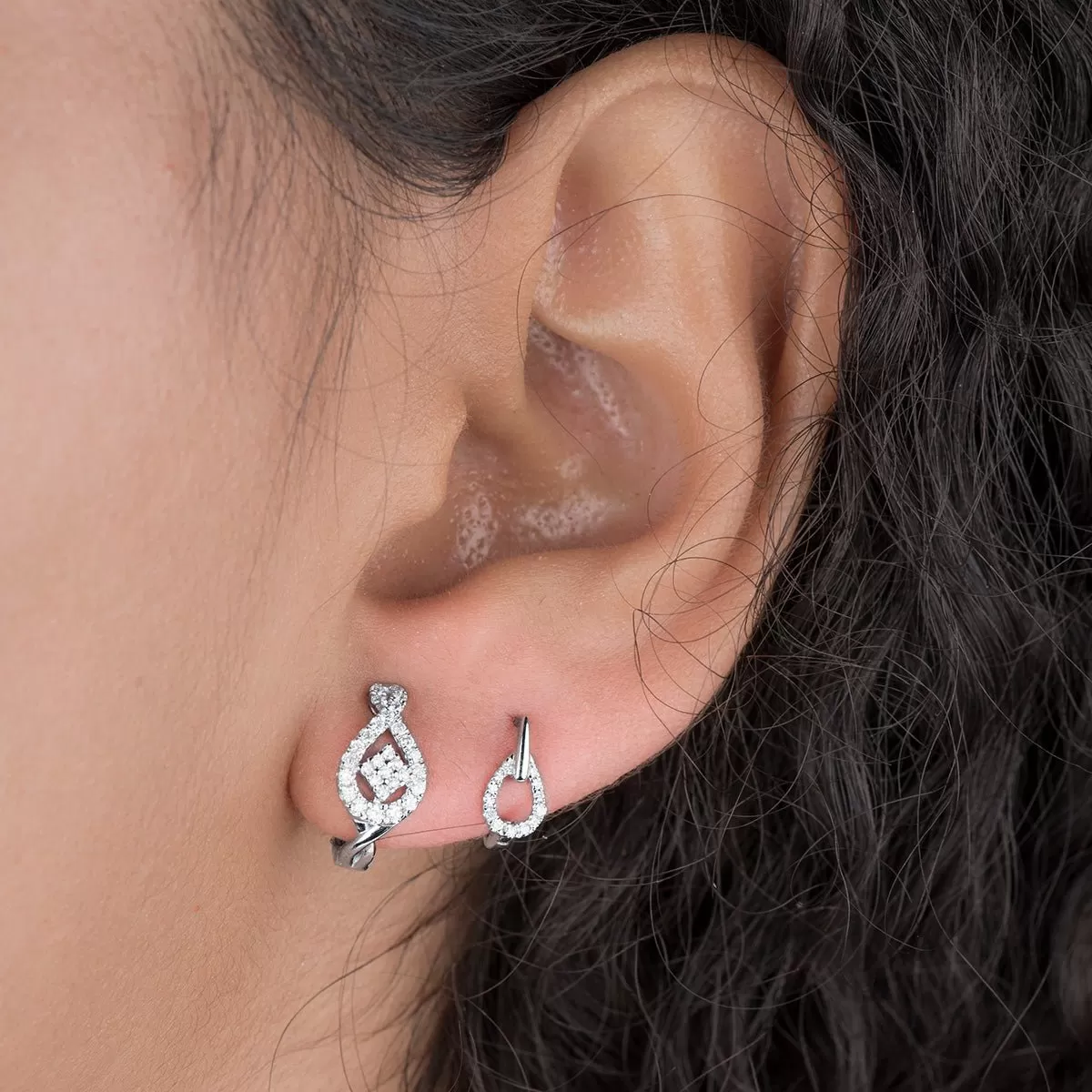 Halo Diamond Pavé Huggie Earrings