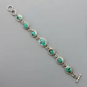 Handmade Adjustable Sterling Silver Turquoise Link Bracelet