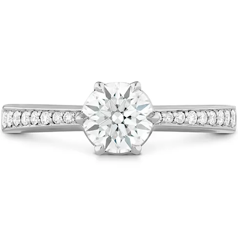 Hearts On Fire Signature 6 Prong Engagement Ring with Diamond Band